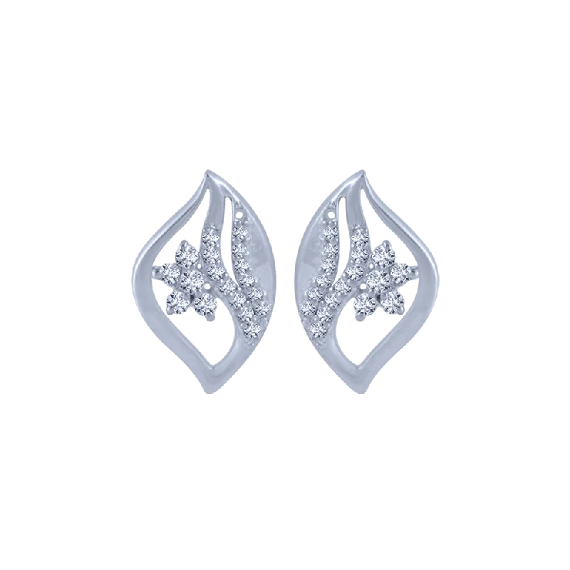 14KT (585) White Gold And Diamond Stud Earrings For Women