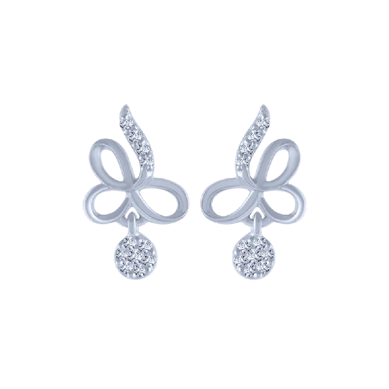 14KT (585) White Gold And Diamond Stud Earrings For Women