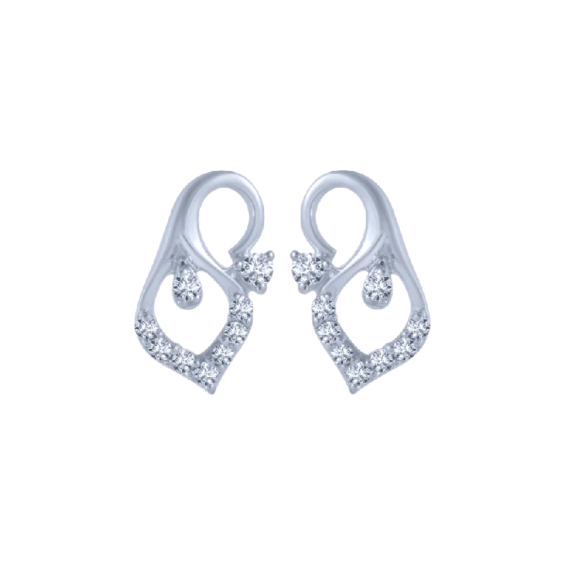 14KT (585) White Gold And Diamond Stud Earrings For Women