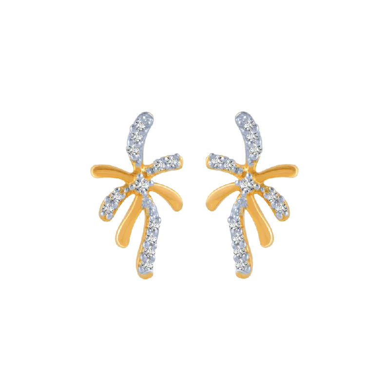 14KT (585) Yellow Gold And Diamond Stud Earrings For Women