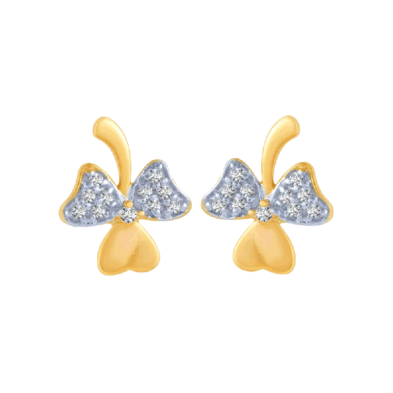 14KT (585) Yellow Gold And Diamond Stud Earrings For Women