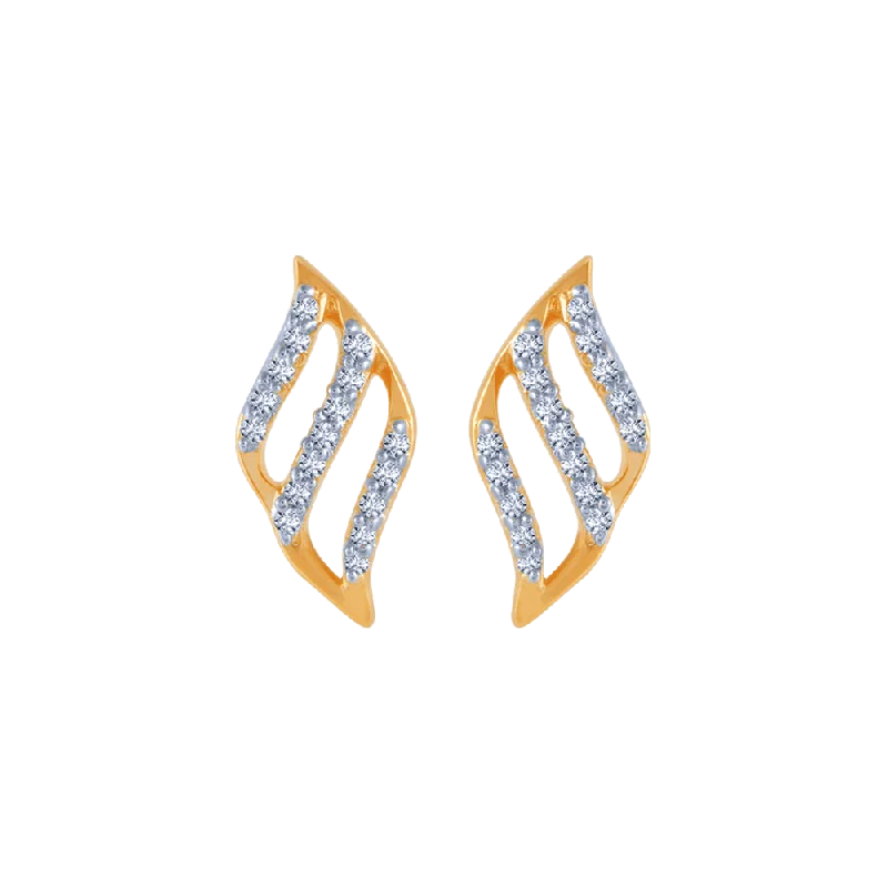 14KT (585) Yellow Gold And Diamond Stud Earrings For Women