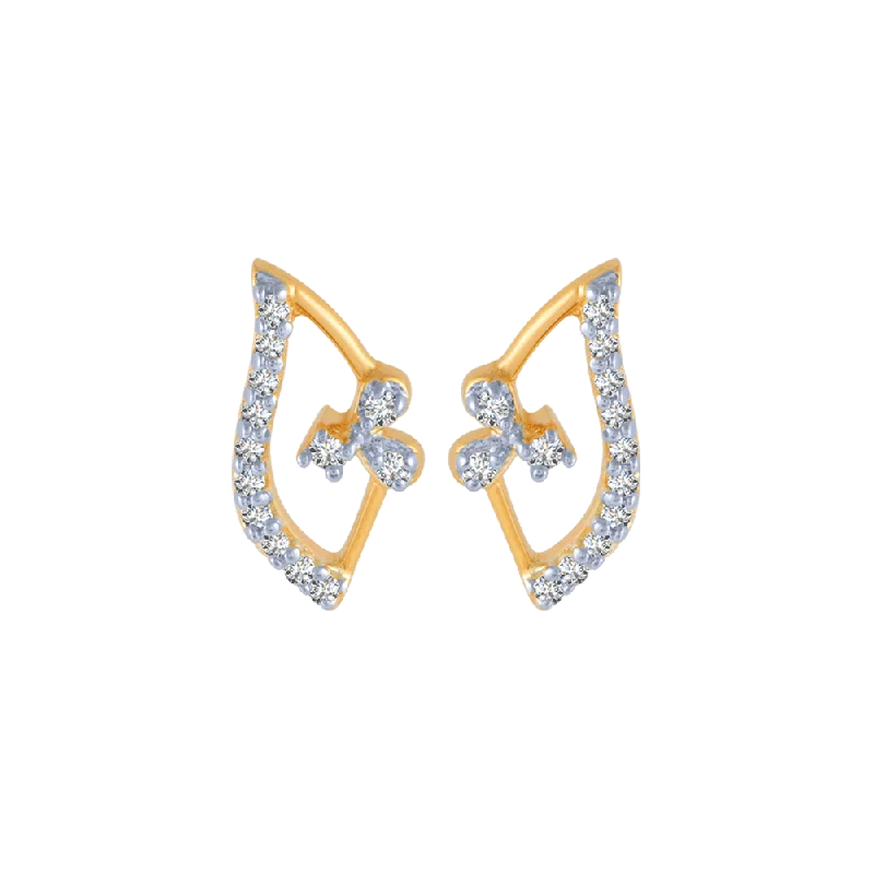 14KT (585) Yellow Gold And Diamond Stud Earrings For Women