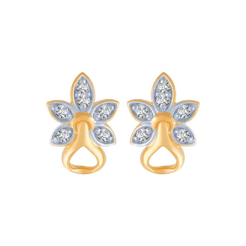 14KT (585) Yellow Gold And Diamond Stud Earrings For Women