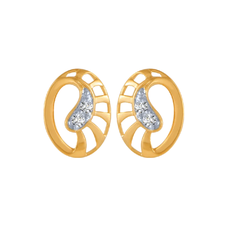 14KT (585) Yellow Gold And Diamond Stud Earrings For Women