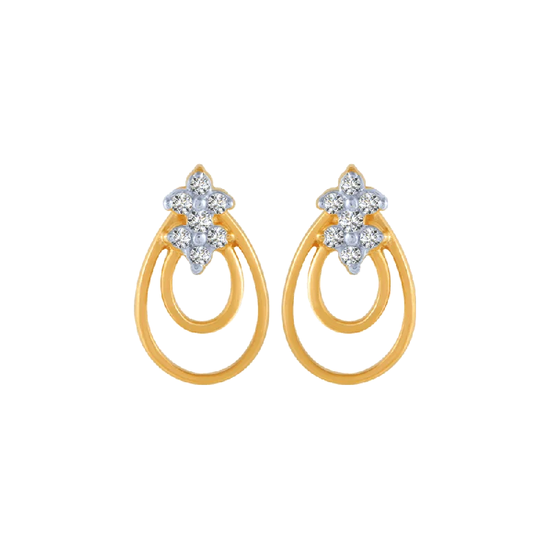 14KT (585) Yellow Gold And Diamond Stud Earrings For Women