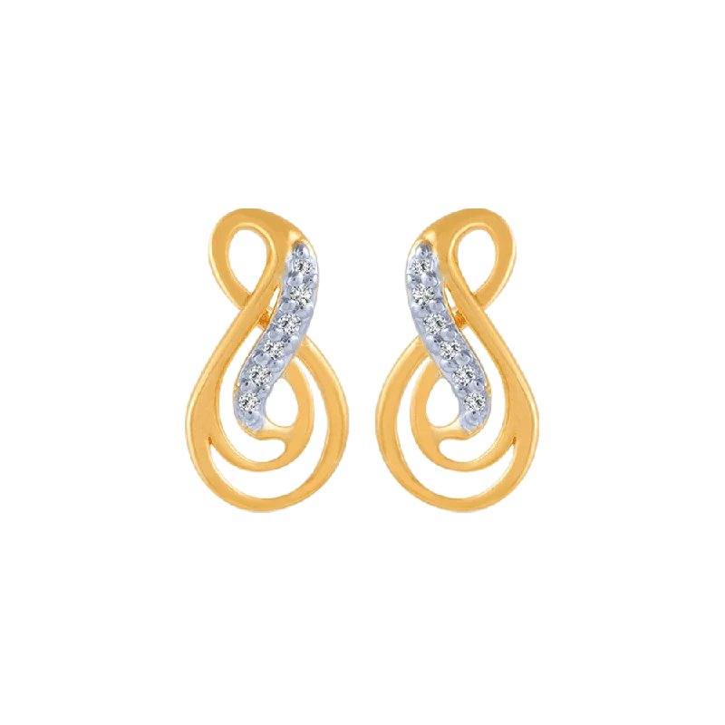 14KT (585) Yellow Gold And Diamond Stud Earrings For Women