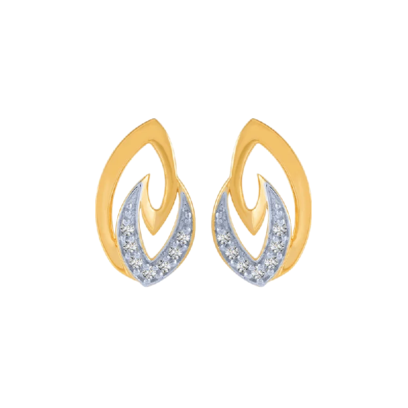 14KT (585) Yellow Gold And Diamond Stud Earrings For Women