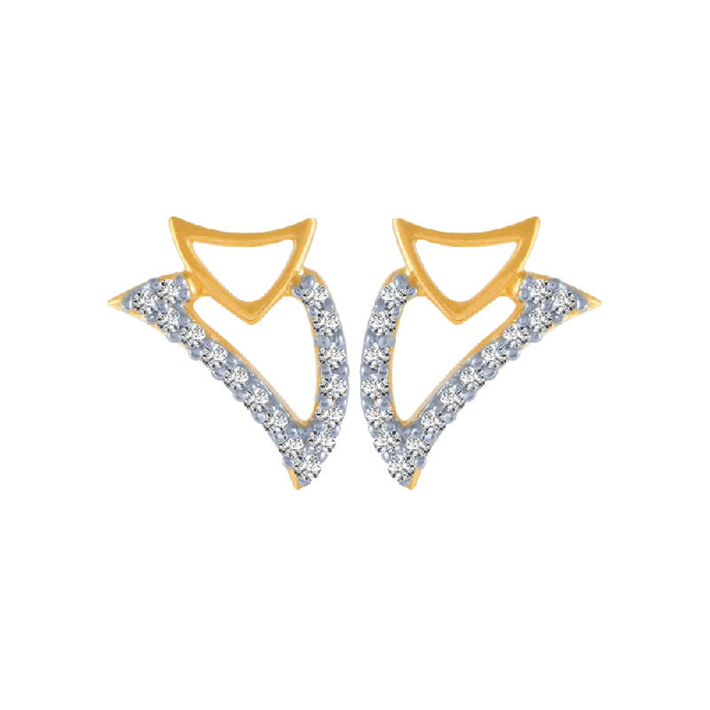 14KT (585) Yellow Gold And Diamond Stud Earrings For Women