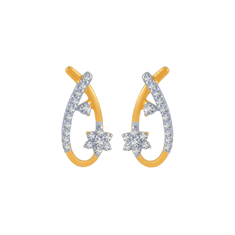 14KT (585) Yellow Gold And Diamond Stud Earrings For Women