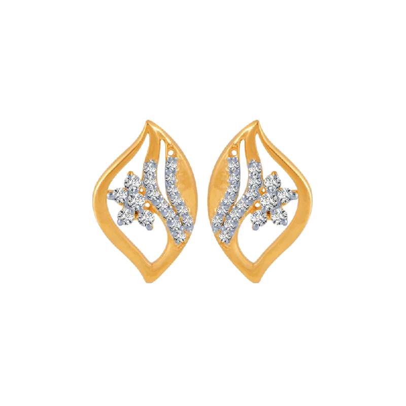 14KT (585) Yellow Gold And Diamond Stud Earrings For Women