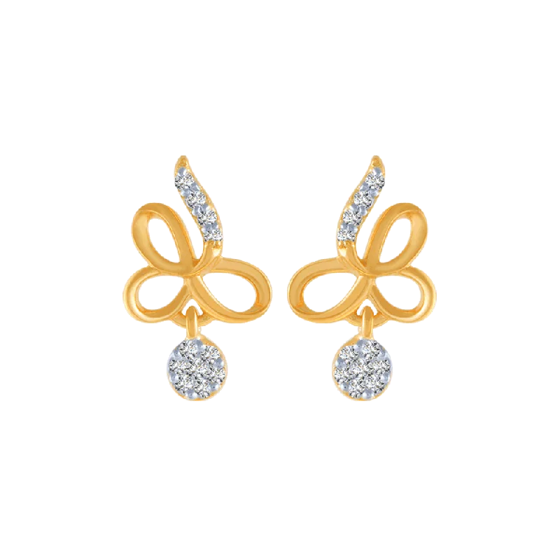 14KT (585) Yellow Gold And Diamond Stud Earrings For Women