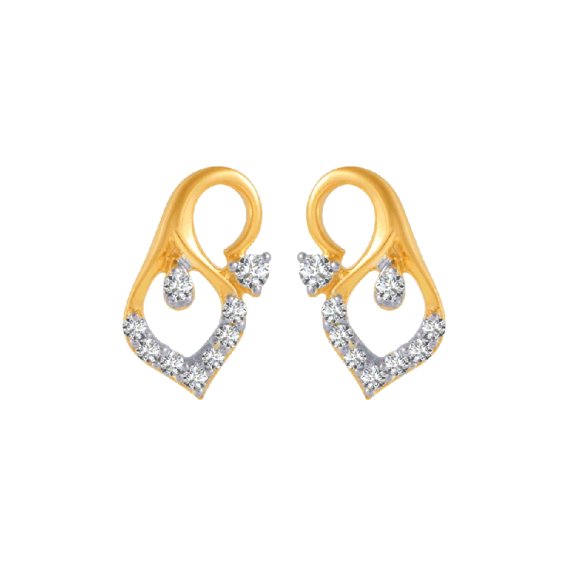 14KT (585) Yellow Gold And Diamond Stud Earrings For Women