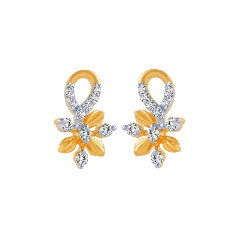 14KT (585) Yellow Gold And Diamond Stud Earrings For Women