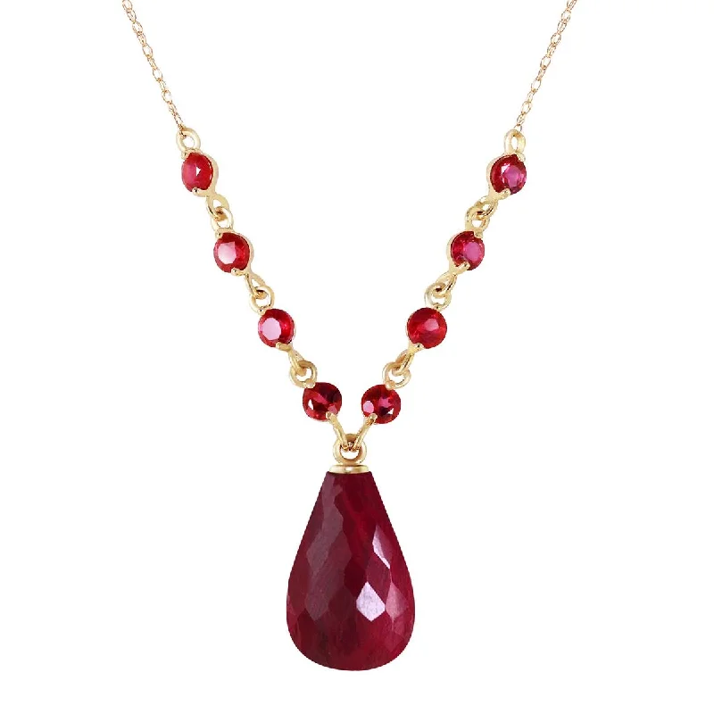 15.8 Carat 14K Solid Yellow Gold Sketch Of Love Ruby Necklace