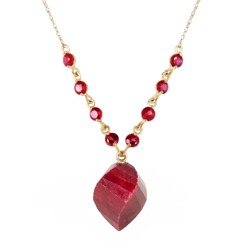 16.25 Carat 14K Solid Yellow Gold Life Is A Dream Ruby Necklace