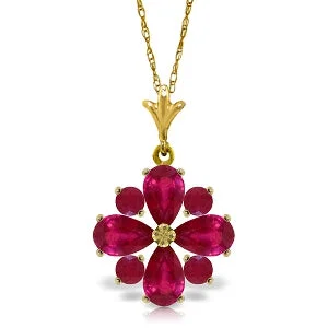 2.23 Carat 14K Solid Yellow Gold Rose In His Heart Ruby Necklace