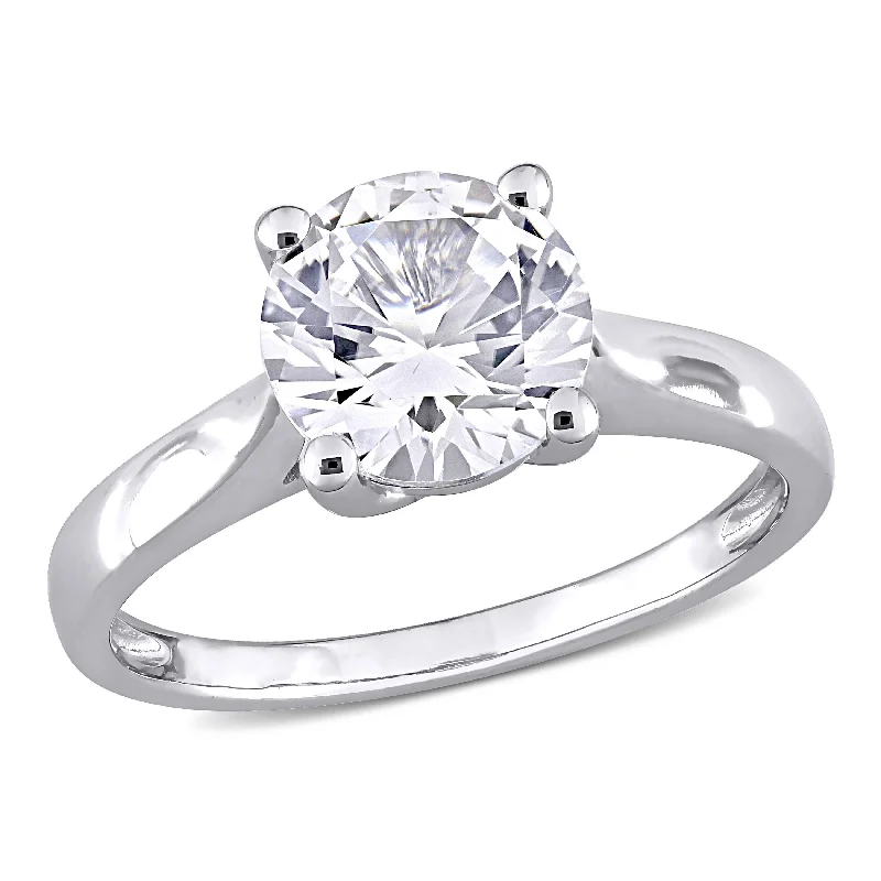 2 3/8ct TGW Created White Sapphire Solitaire Engagement Ring in 10k White Gold by Miadora