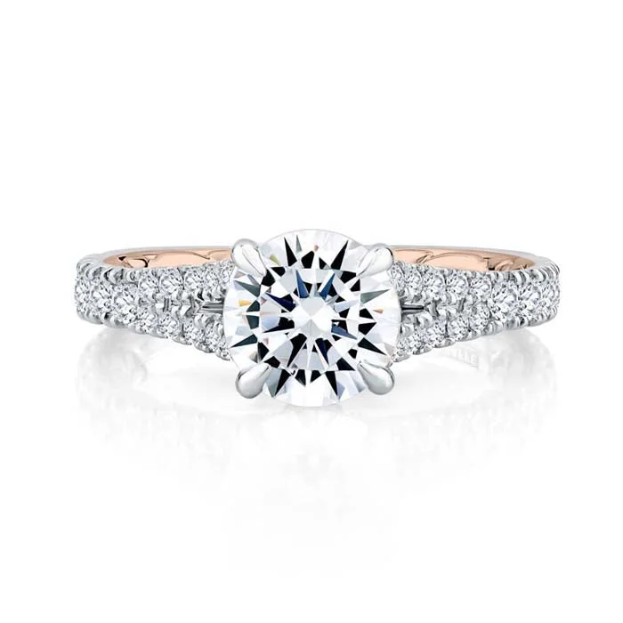 A. Jaffe Regal Split Signature Engagement Ring Semi-Mounting in 14K White and Rose Gold