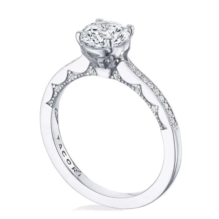 Tacori .14TW Coastal Crescent Engagement ring Semi-Mount for Round in 14K White Gold