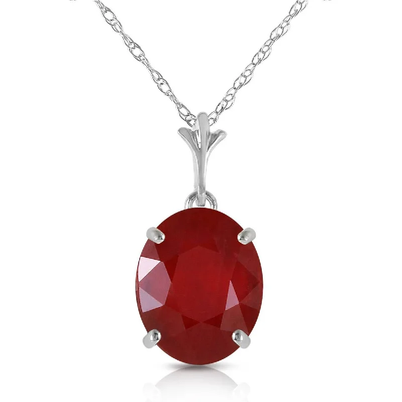 3.5 Carat 14K Solid White Gold Melting Into Union Ruby Necklace