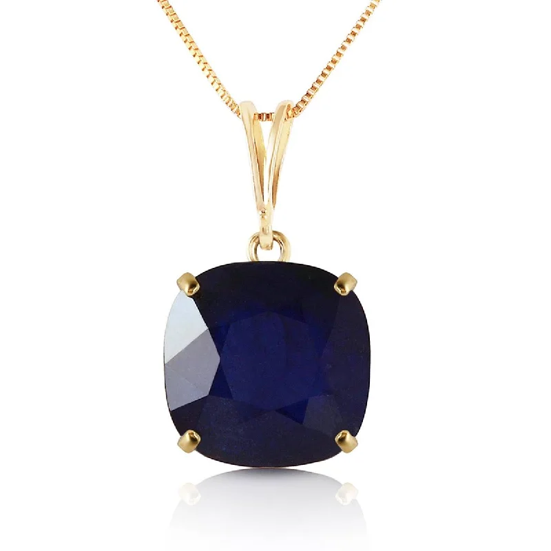 4.83 Carat 14K Solid Yellow Gold Necklace Cushion Shape Sapphire