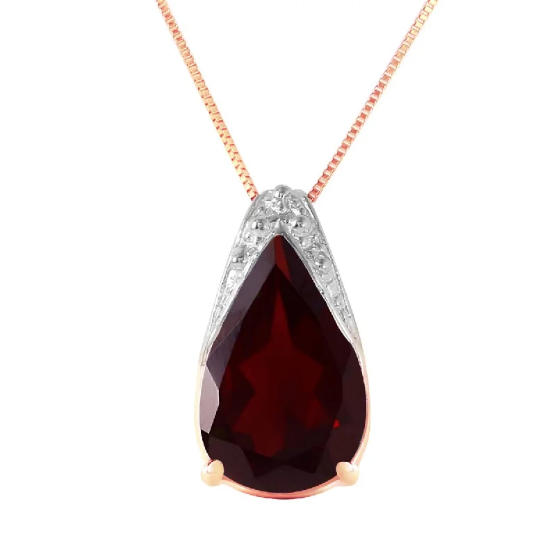 5 Carat 14K Solid Rose Gold Necklace Natural Garnet