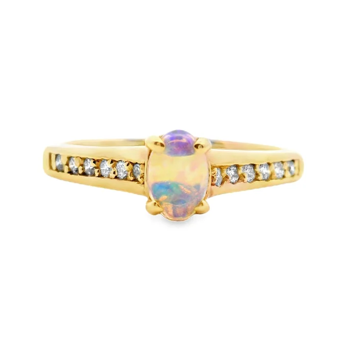 Mountz Collection Opal and Diamond Ring in 14K Yellow Gold