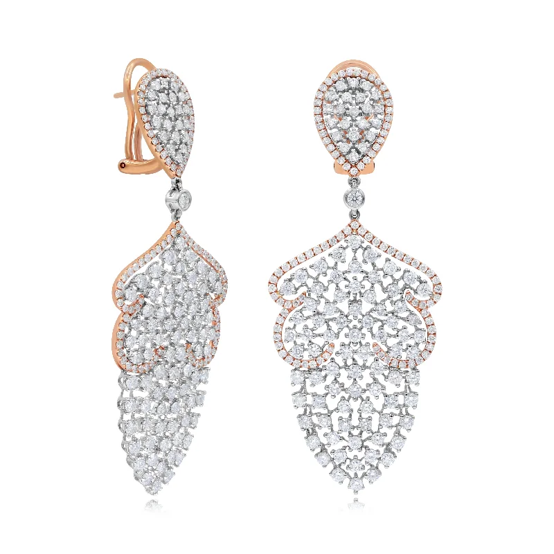 9.85ct Diamond Earrings set in 18KT White and Rose Gold / EF005