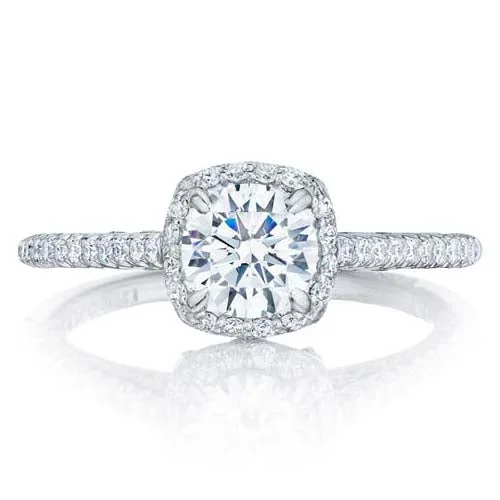 Tacori .41TW Petite Crescent Cushion Bloom Engagement Ring Semi-Mounting in 18K White Gold