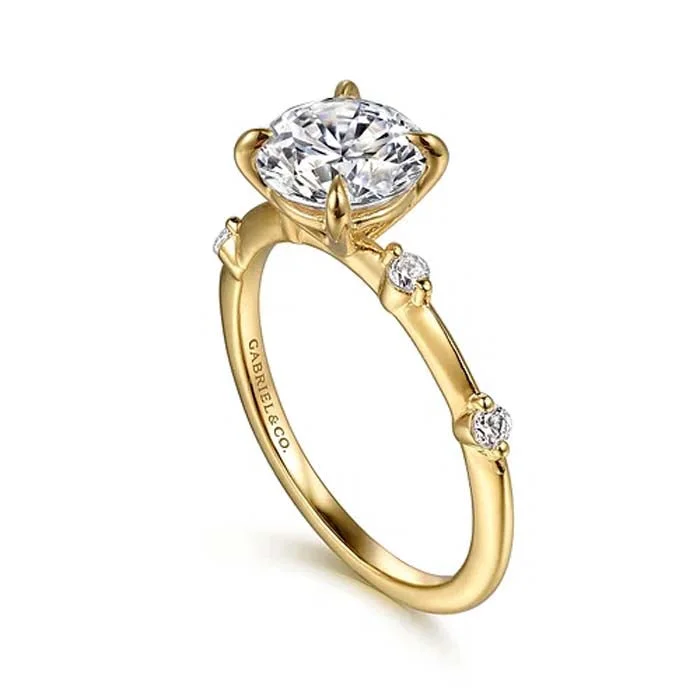 Gabriel & Co. "Frances" Round Engagement Ring Semi-Mounting in 14K Yellow Gold