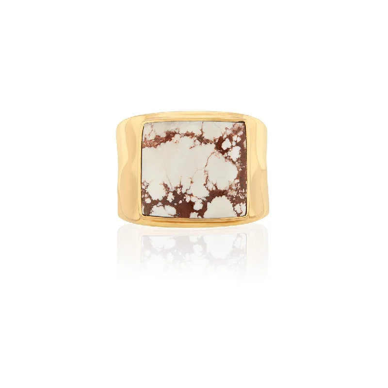 Anna Beck Gold Vermeil Inlay White Buffalo Turquoise Ring