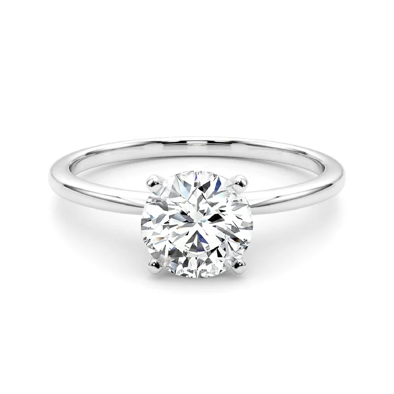 Auriya 14k Gold 1/2ctw Round Solitaire Lab Grown Diamond Engagement Ring 4-Prong Basket