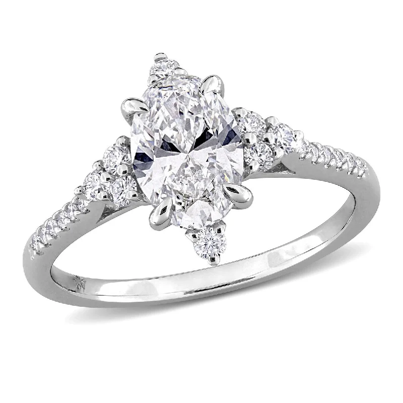 Created Forever 1 1/2ct TW Oval Round-Cut Lab-Grown Diamond Engagement Ring in 14k White Gold