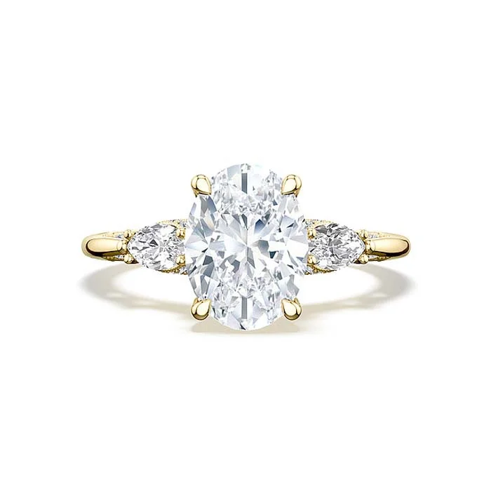 Tacori Oval/Marquise 3-Stone Engagement Ring Semi Mount in 18K Yellow Gold