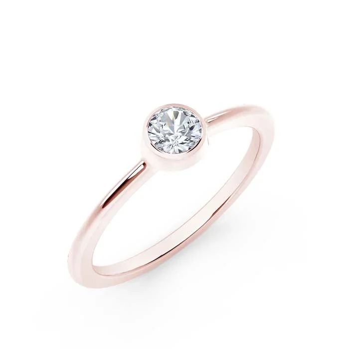 Natalie K Stackable Bezel Forevermark Diamond Engagement or Promise Ring in 18K Rose Gold