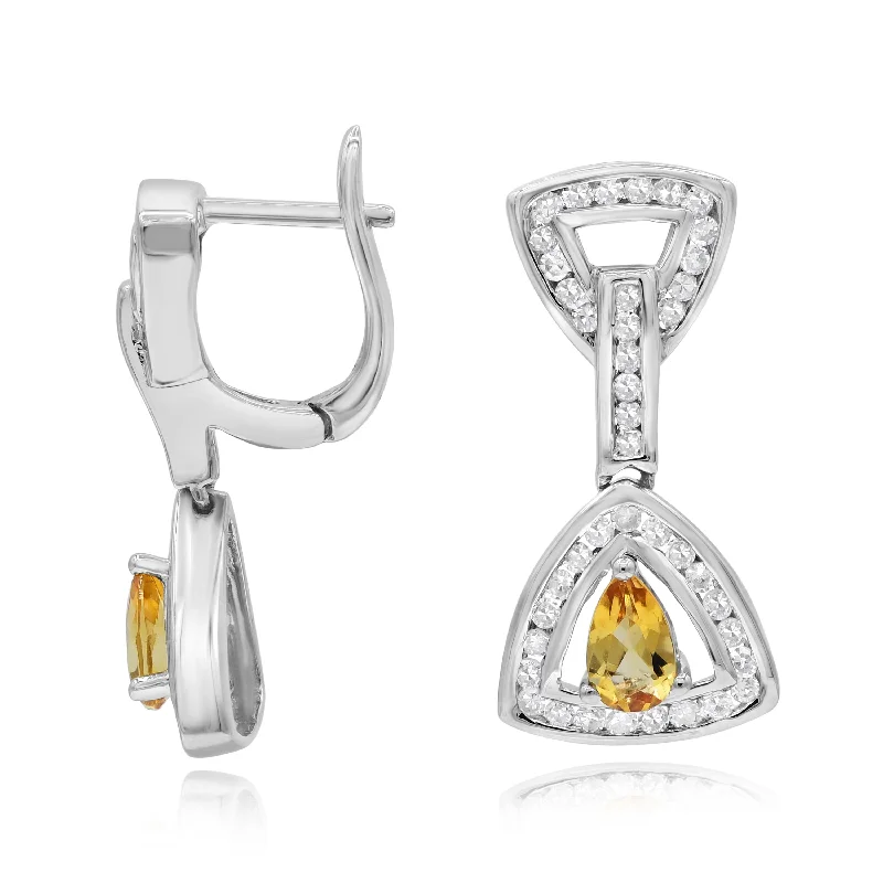 0.43ct Diamond and 0.35ct Citrine Earrings set in 14KT White Gold / ESC9359