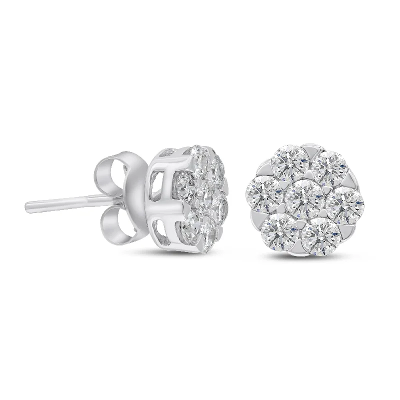 1.00ct Diamond Earrings set in 14KT White Gold / FER5123A4