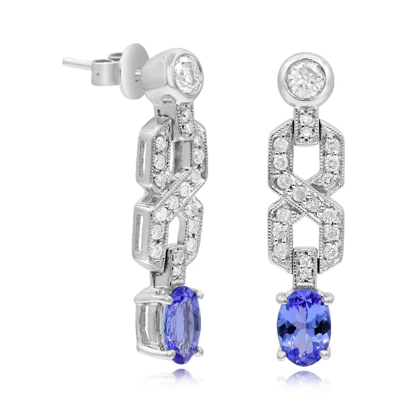 0.53ct Diamond and 1.48ct Tanzanite Earrings set in 14KT White Gold / GE0612TD