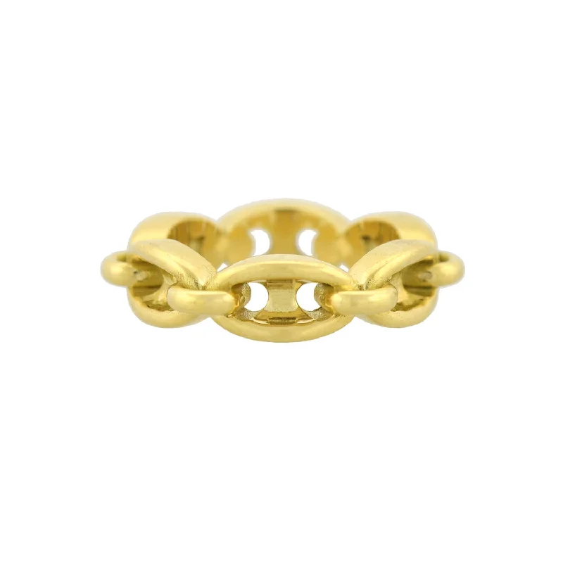 Estate 18kt Gucci Style Anchor Link Chain Ring 6.4dwt