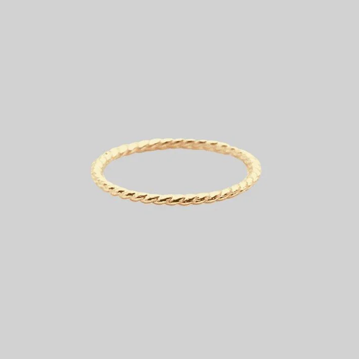 Gold Twisted Midi Ring - 14K Gold plated