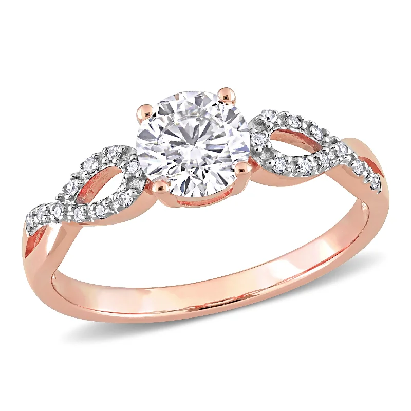 Miadora 10k Rose Gold Created White Sapphire 1/10ct TDW Diamond Infinity Engagement Ring