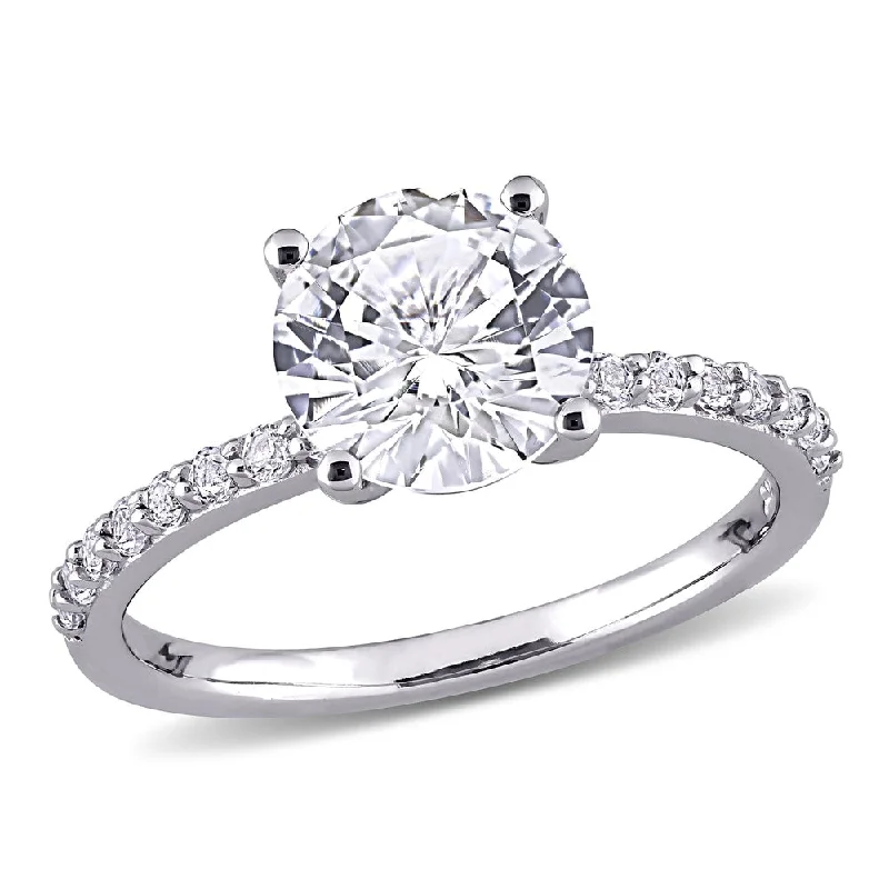 Miadora 10k White Gold Created White Sapphire Solitaire Engagement Ring