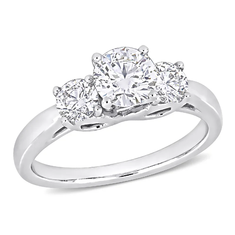 Miadora 14k White Gold 1 1/4ct TDW Diamond 3-Stone Classic Engagement Ring