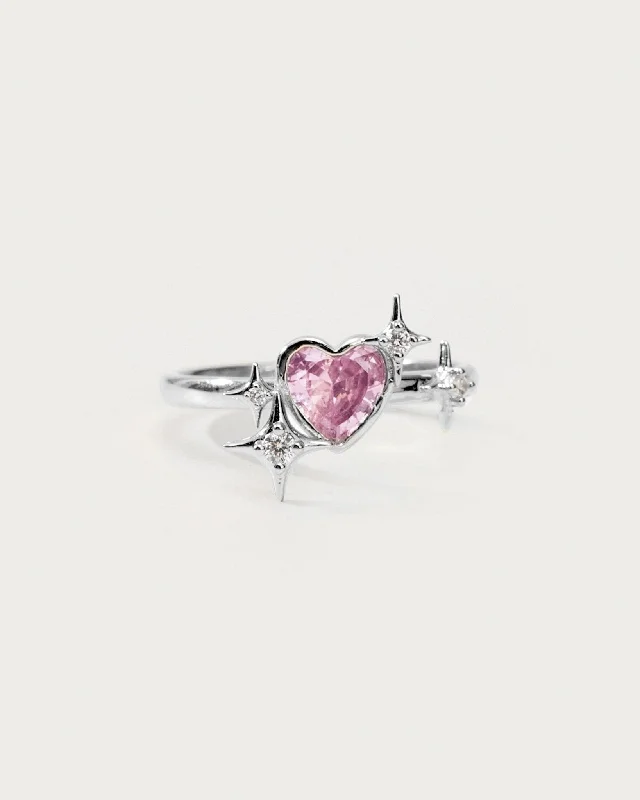 Sparkle Heart Ring in Silver