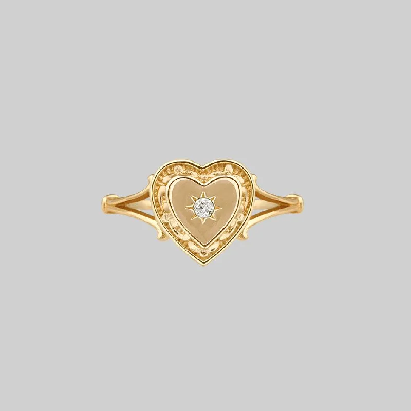 MY DARLING. Heart & Cubic Zirconia Ring - Gold