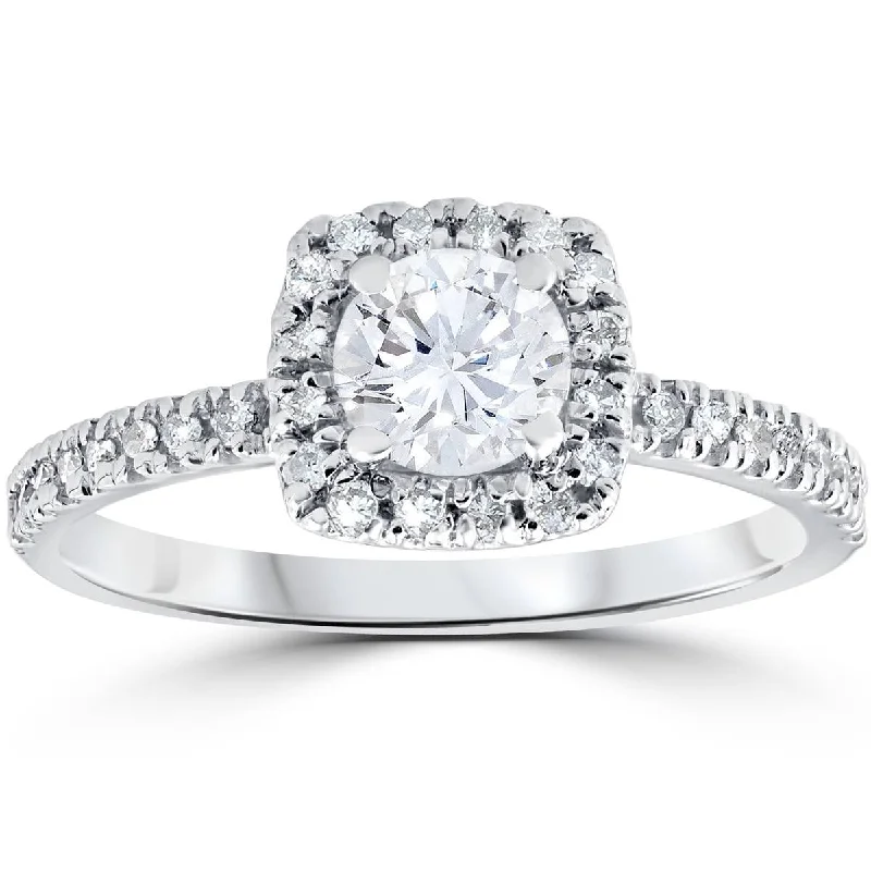 Platinum 1/2 ct T.W. Diamond Engagement Cushion Halo Ring EX3 Lab Grown