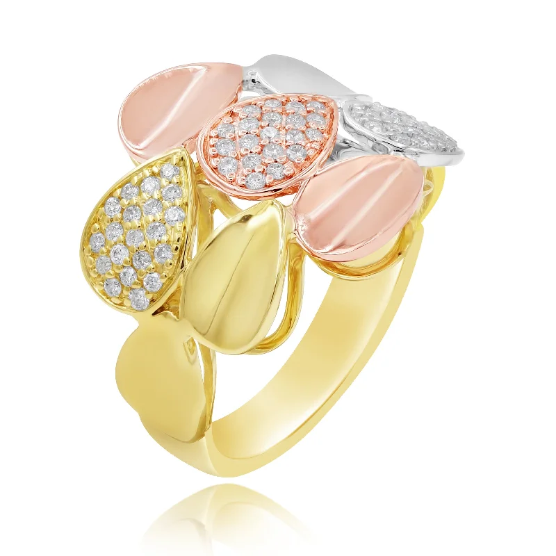 0.39ct Diamond Ring set in 14KT White, Yellow and Rose Gold / FORR7626B