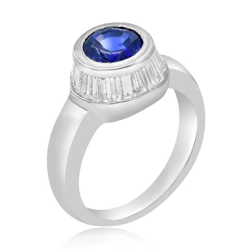 0.95ct Diamond and 1.74ct Tanzanite Ring set in Platinum / MB1299T