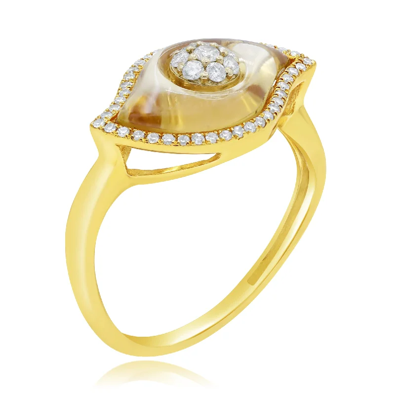 0.43ct Diamond and 2.21ct Citrine Ring set in 14KT Yellow Gold / R07508C